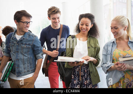 University students discussing with each other Stock Photo