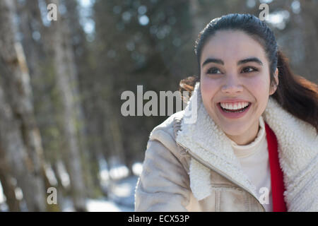 Smiling woman outdoors Stock Photo