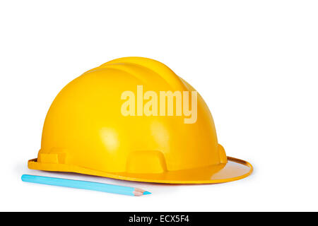 Drawing Pencil and Protective Helmet Nobody Stock Photo