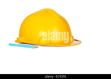 Drawing Pencil and Protective Helmet Nobody Stock Photo