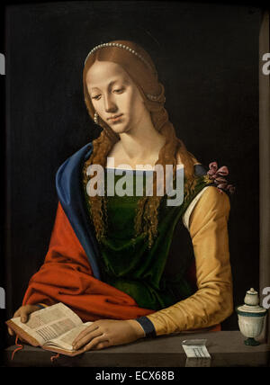 Rome. Italy. Saint Mary Magdalene Reading by Piero di Cosimo (1501), tempera on panel. Galleria Nazionale d'Arte Antica. Stock Photo