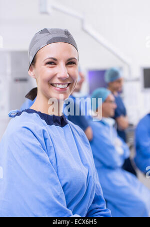 Portrait of female surgeon in operating theater Stock Photo