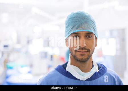 Portrait of male surgeon wearing hair net Stock Photo