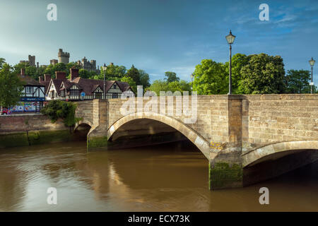 Bridge over river Arun in Arundel, West Sussex, England. After a spring shower. Stock Photo