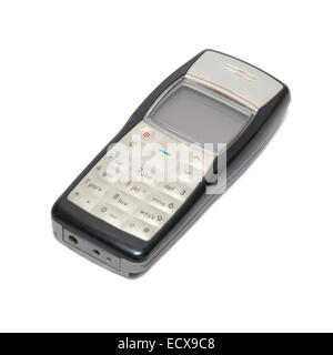 Silver retro mobile phone isolated on white Stock Photo
