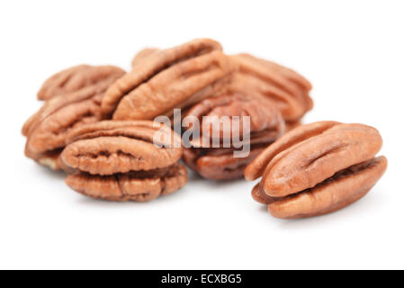Peeled pecan nuts  isolated on white Stock Photo