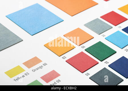 Close up of artificial leather color swatches Stock Photo