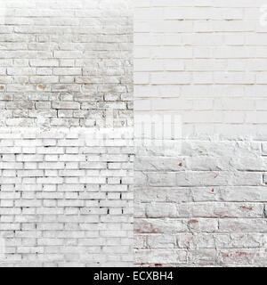 White Brick Wall Pattern Texture Set as Urban Background and Copy Space Stock Photo