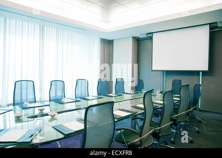 Empty conference room with modern glass table Stock Photo