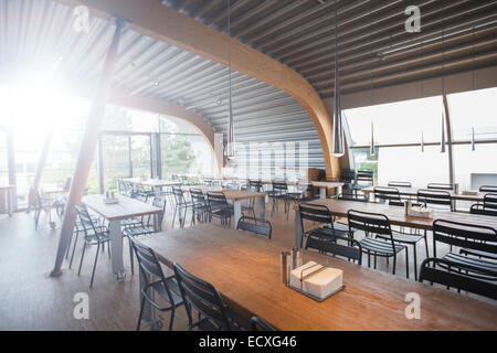 Empty tables in office cafeteria Stock Photo