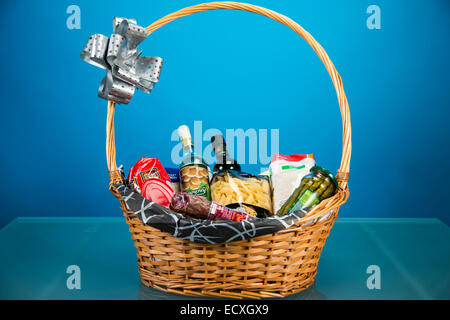 Christmas gift basket Stock Photo