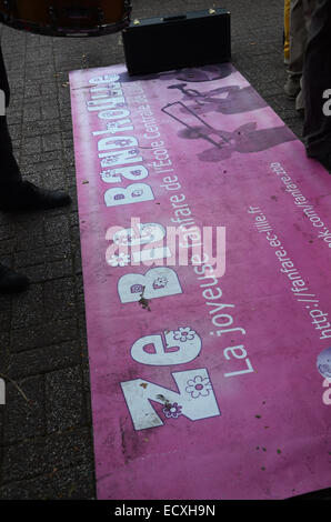 banner for 'Ze Big Bandhoulle' orchestra, Lille Braderie, Rijssel France. Stock Photo
