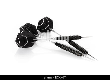 Set of three dart arrows lay isolated on white background with soft shadow Stock Photo