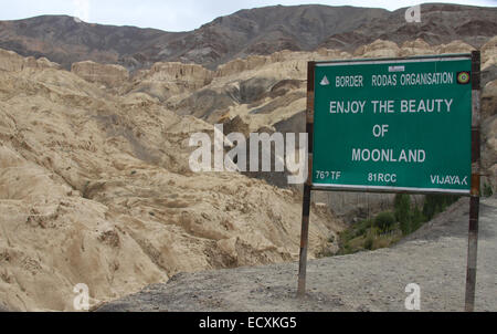 Moonland Sign in Jammu and Kashmir Stock Photo