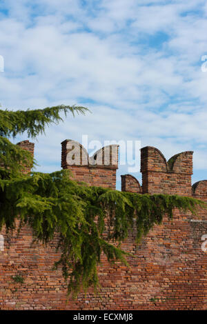 Detail of Castelvecchio, or Old Castle battlements in Verona, Northern Italy Stock Photo