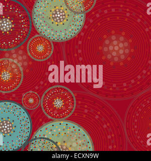 Circles background pattern on red. Vintage vector illustration Stock Photo