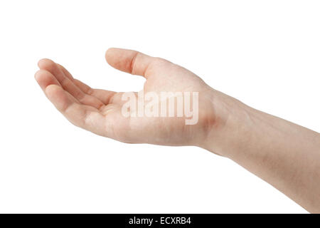 Men hand with palm up in a white isolated background Stock Photo