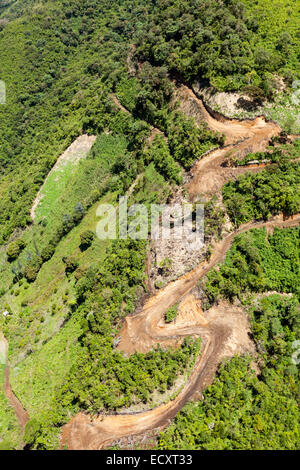 High Altitude Forestal Road In Ecuadorian Andes Llanganates Nation Park Full Size Helicopter Shot Stock Photo