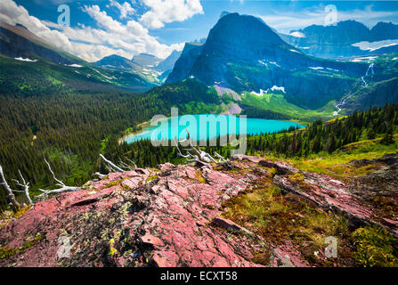Grinnell Lake is located in Glacier National Park, in the U. S. state of Montana. Stock Photo