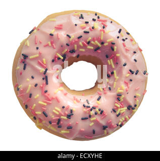 Isolated Pink Donut With Sprinkles Stock Photo