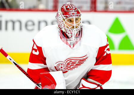 Raleigh, North Carolina, USA. 7th Dec, 2014. Detroit Red Wings goalie Jimmy Howard (35) during the NHL game between the Detroit Red Wings and the Carolina Hurricanes at the PNC Arena. The Detroit Red Wings defeated the Carolina Hurricanes 3-1. © Andy Martin Jr./ZUMA Wire/Alamy Live News Stock Photo