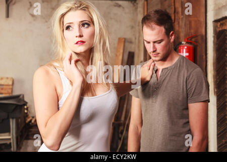 Woman ending a relationship with her lover Stock Photo