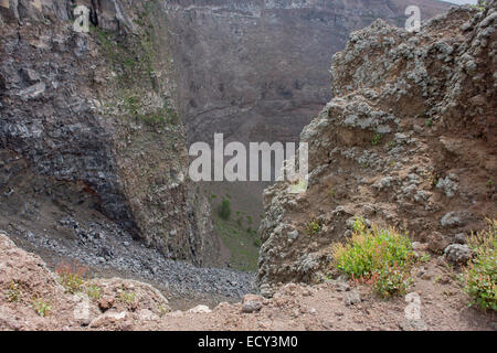 Crater geology on edge of dormant Vesuvius volcano, near Naples, Italy. Stock Photo