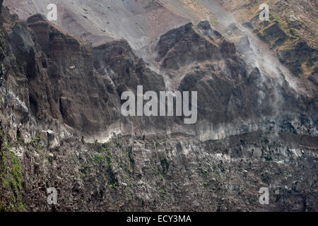 Crater geothermal steam from fissures on edge of dormant Vesuvius volcano, near Naples, Italy. Stock Photo