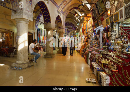 Shops and people in the covered Grand Bazaar, Istanbul, Turkey Stock Photo