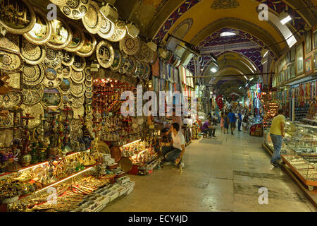 Shops and people in the covered Grand Bazaar, Istanbul, Turkey Stock Photo