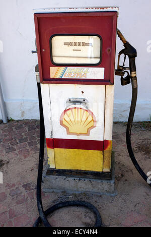 Old Shell petrol pump on Warwick Wine Estate in Stellenbosch in the Cape Winelands. Stock Photo