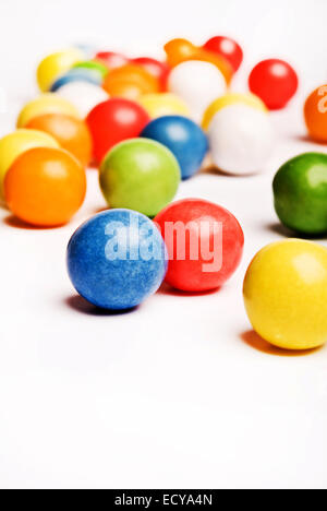 colorful gum-balls on a white background Stock Photo