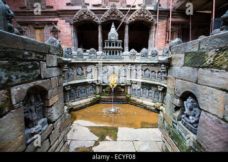 Tusa Hiti, Royal step well, reserved for King, Royal Palace, Patan Museum, Lalitpur, Nepal Stock Photo