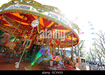 fairground carousel at London's South Bank, UK