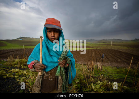 Ethiopian farmers, Debre Birhan, Ethiopia Stock Photo