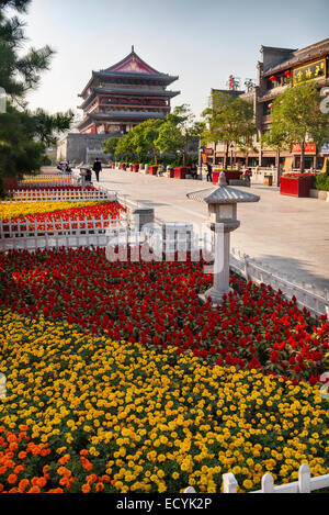 Xi'an Drum Tower at the city downtown, Shaanxi, China 2014 Stock Photo
