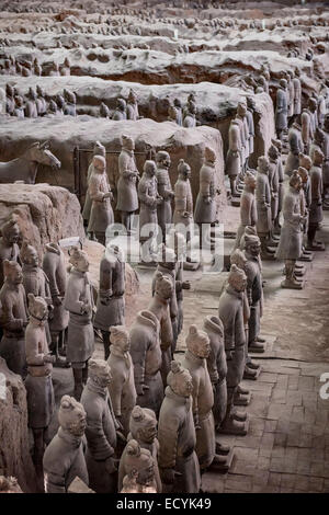 Qin Terra cotta Warriors and Horses excavation pit in Xi'an, Shaanxi, China 2014 Stock Photo