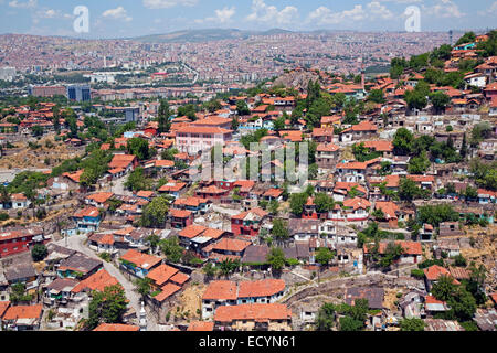 Bird's eye view over Old Ankara, seen from the citadel, Turkey Stock Photo