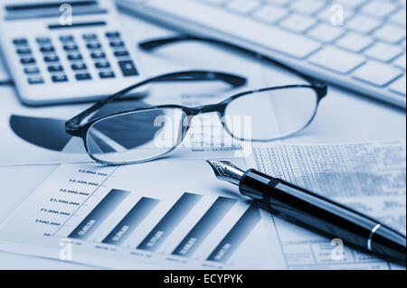Financial accounting stock market graphs analysis Stock Photo