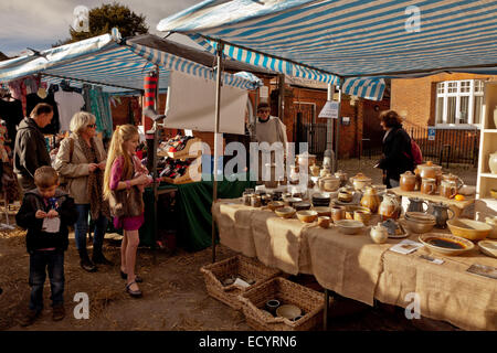 Market stalls in the Ludlow Christmas market, Shropshire UK Stock Photo