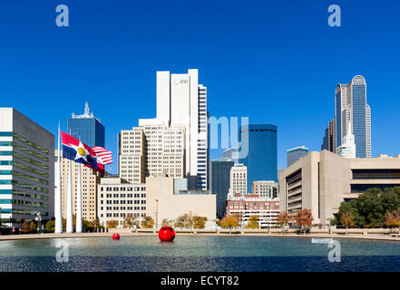 The city skyline from outside City Hall, City Hall Plaza, Dallas, Texas, USA Stock Photo