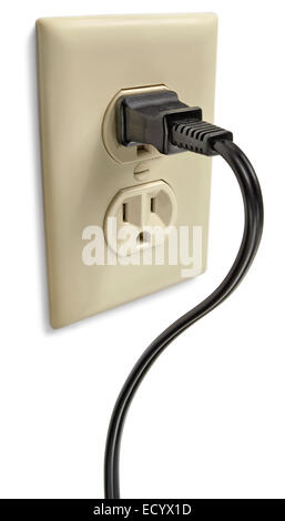 black plug and electrical outlet Stock Photo