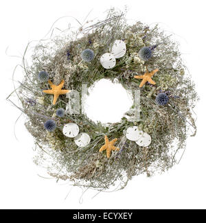 seashell wreath photographed on a white background Stock Photo