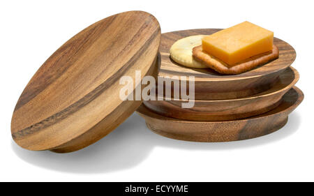 tapas plates stack with cheese and crackers Stock Photo