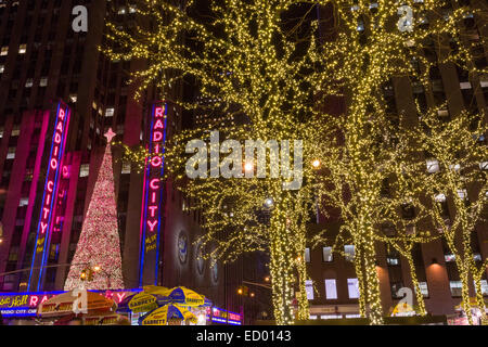 Christmas decorations at Radio City Music Hall December 15, 2014 in New York City, NY. Stock Photo