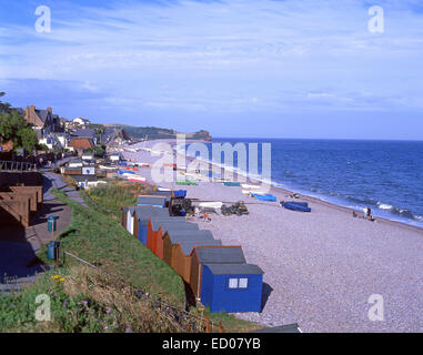 View of beach and town, Budleigh Salterton, Devon, England, United Kingdom Stock Photo