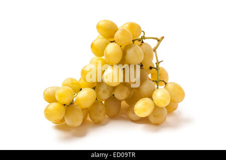 Bunch of mature white grape isolated on white. Stock Photo