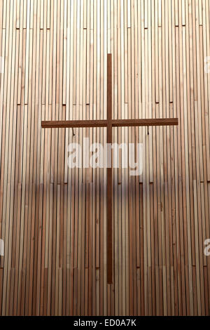 Chigasaki Zion Christian Church/Mihato Kindergarten, Chigasaki-shi, Japan. Architect: Tezuka Architects, 2013. Church cross. Stock Photo