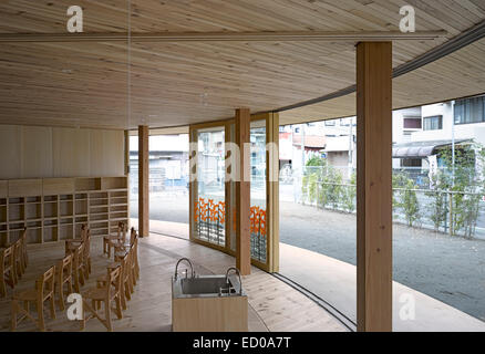 Chigasaki Zion Christian Church/Mihato Kindergarten, Chigasaki-shi, Japan. Architect: Tezuka Architects, 2013. Interior view of Stock Photo