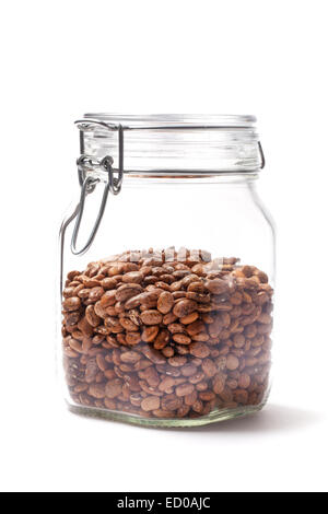 Photo of pinto beans in a jar isolated on white. Stock Photo